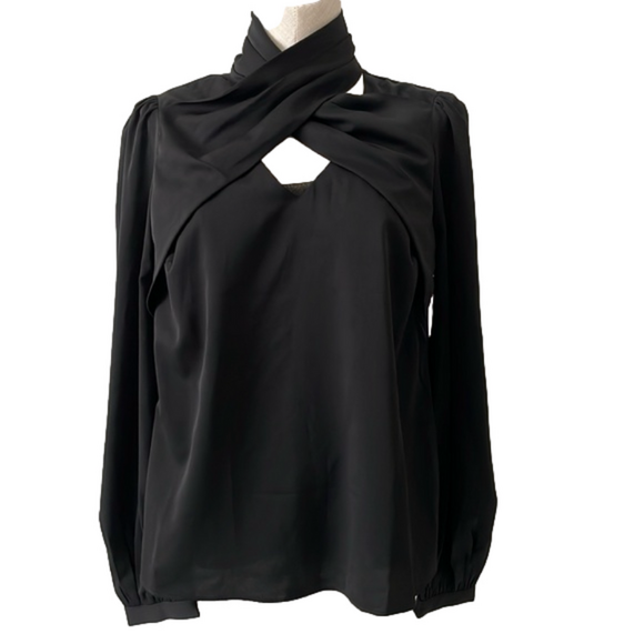 Strut & Bolt Tops - Strut & Bolt black blouse with crossover neck sz S